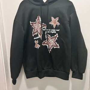 Black Hoodie with Star Pattern